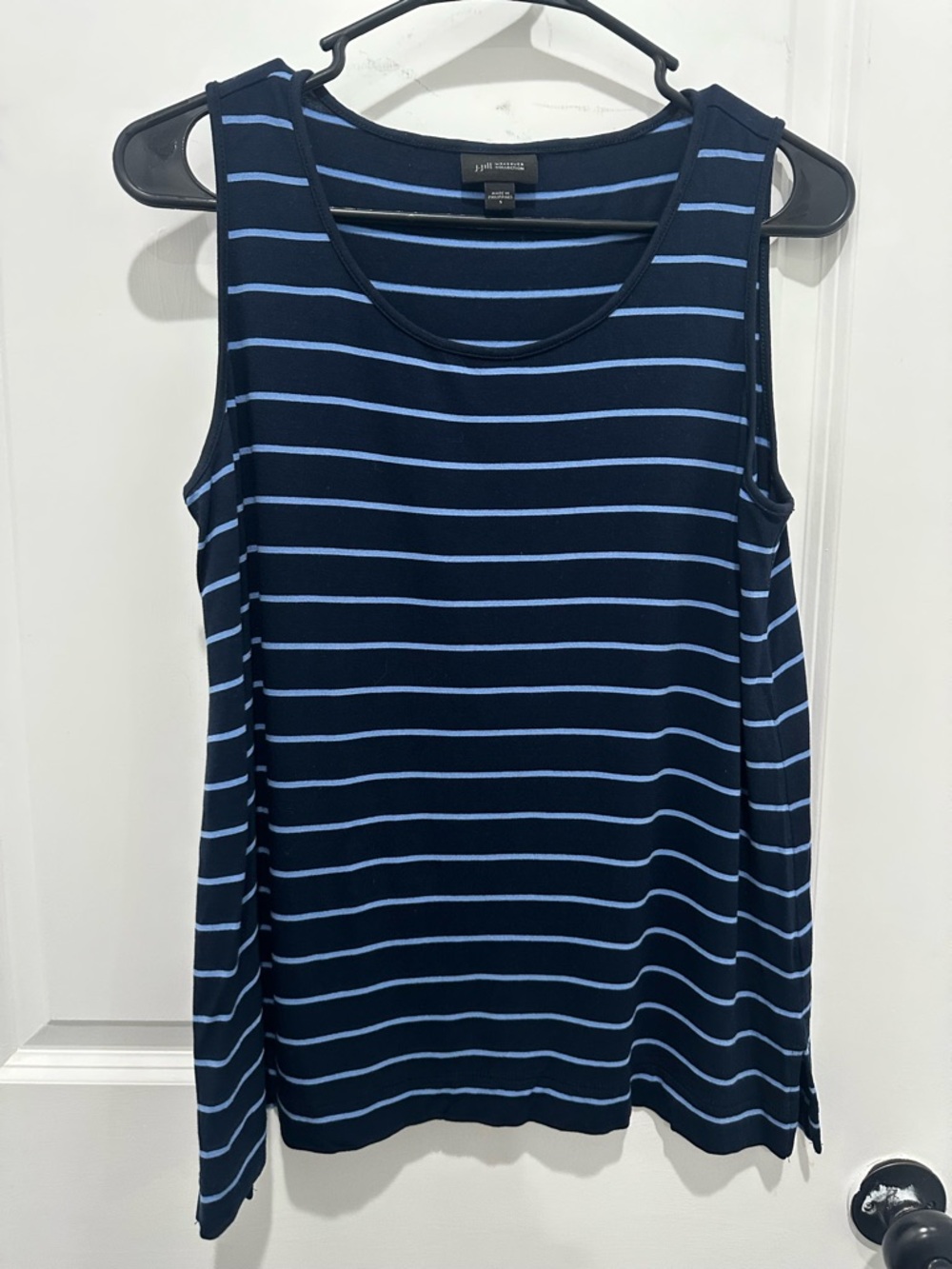 J. Jill Navy and Light Blue Striped Sleeveless Tank